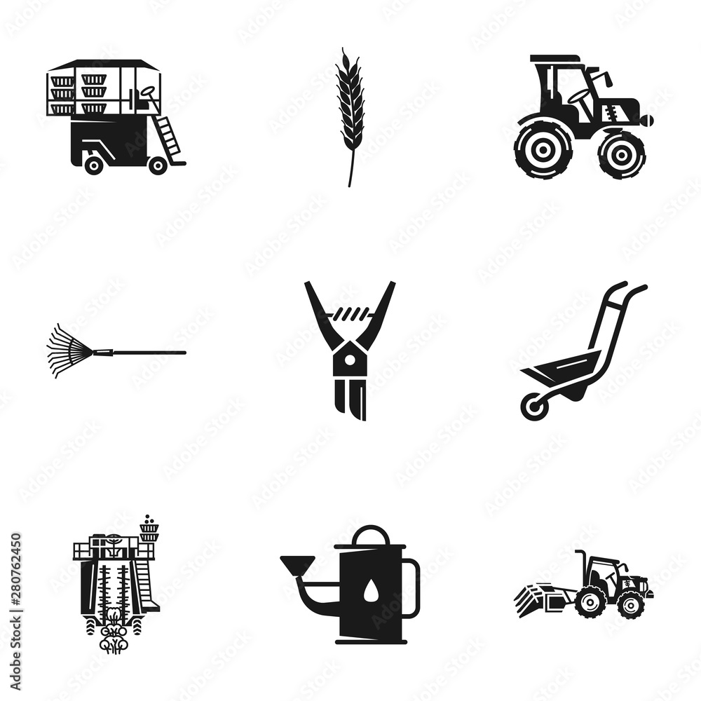 Poster farm tools icon set. simple set of 9 farm tools vector icons for web design isolated on white backgr