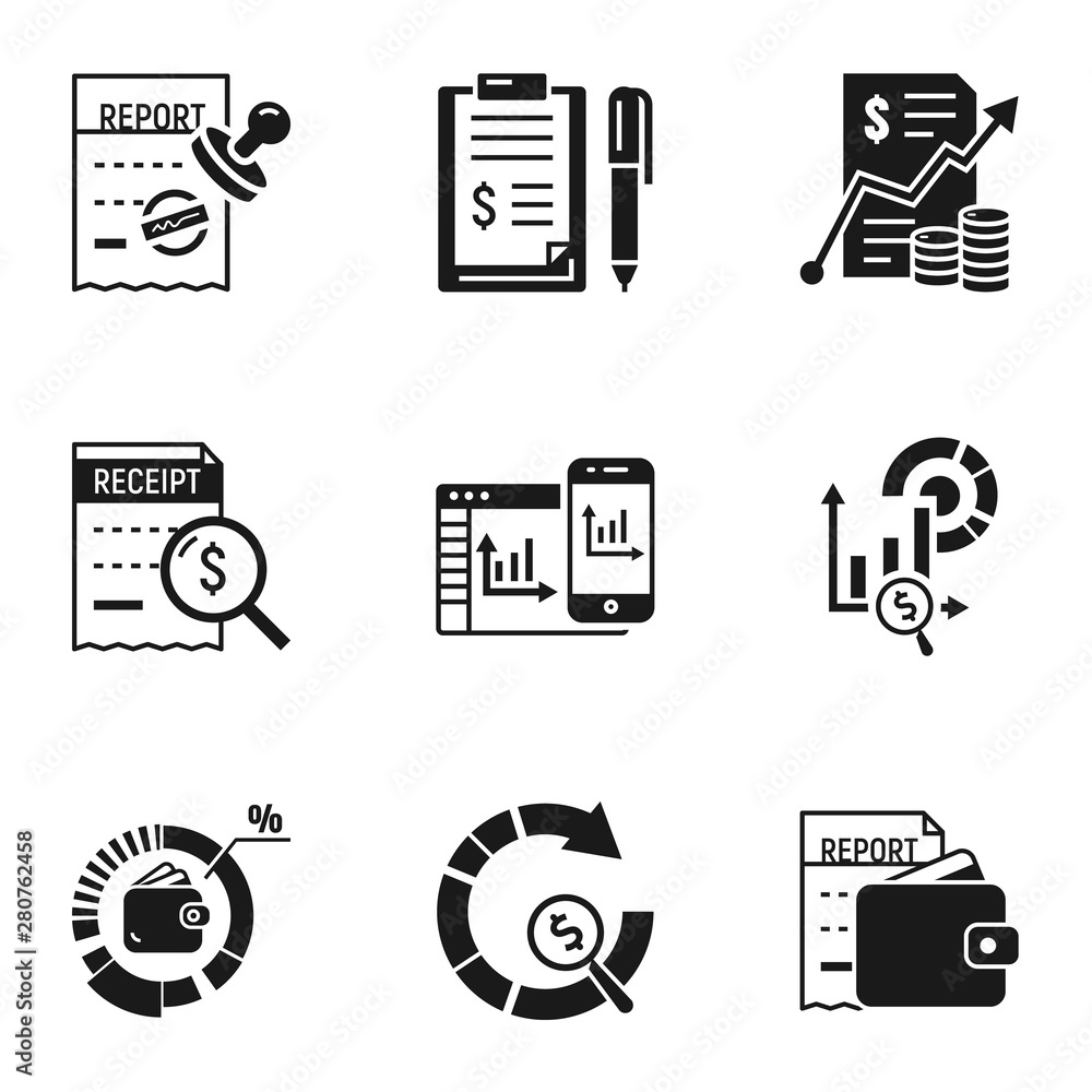 Poster finance report icon set. simple set of 9 finance report vector icons for web design isolated on whit