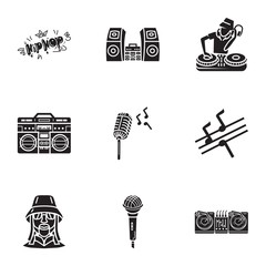 Rap equipment icon set. Simple set of 9 rap equipment vector icons for web design isolated on white background