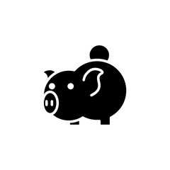 flat coin pig, glyph icon symbol sign, logo template, vector, eps 10