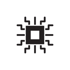 flat glyph ic, processor, microchip computer, cpu brain electronic icon symbol sign, logo template, vector, eps 10