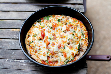  Vegetable pizza in the tray