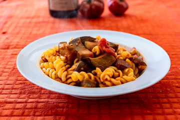 Pasta alla norma, a traditional recipie of italian food tradition