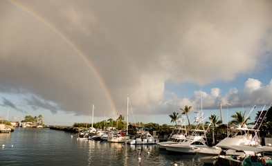 Naklejka na ściany i meble Rainbow in Kona harbor in Hawaii