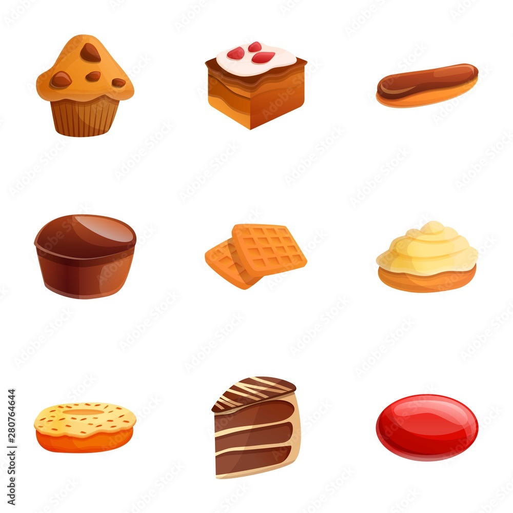 Poster candy icon set. cartoon set of 9 candy vector icons for web design isolated on white background