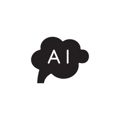 flat glyph black artificial intelligence icon symbol sign, learning machine, logo template, vector, eps 10
