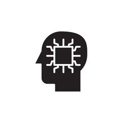 flat glyph black artificial intelligence icon symbol sign, learning machine, logo template, vector, eps 10