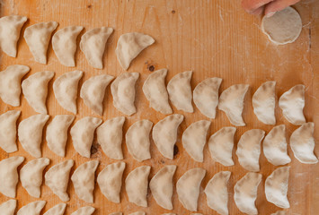 Traditional Ukrainian dish vareniki or Italian ravioli.