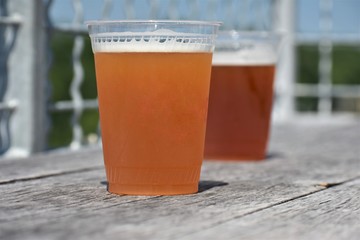 Two cups of ice cold beer
