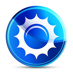 Sun icon glassy vibrant sky blue round button illustration