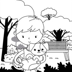 Boy with dog cartoon design