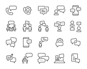 set of discussion icons, talk, social media, chat, communication