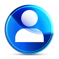 User profile icon glassy vibrant sky blue round button illustration