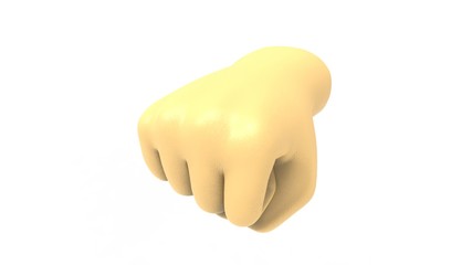 3D rendering of a human fist isolated in white background