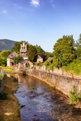 Audressein village in Ariege department, in Pyrenees mountains, Occitanie region, France