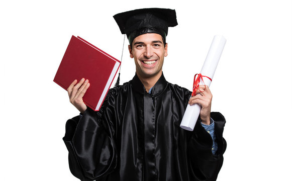Happy graduated student isolated on white