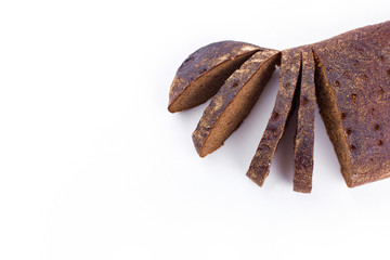 Fresh bread on white isolated background. Healthy organic food concept