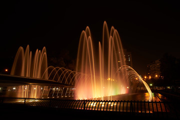 water games and lights in the aviator square in santiago de chile