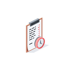 Document time. Vector 3d isometric, color web icons set, new flat style. Creative illustration, idea for infographics.