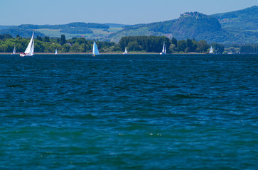 Sailing on Lake Constance on a rarely clear day in early summer 2019.