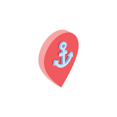 Anchor map label. Vector 3d isometric, color web icons, new flat style. Creative illustration, idea for infographics.