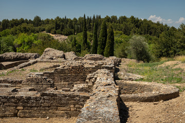 Fototapeta premium Italica is a magnificent and well-preserved Roman city and the birthplace of Roman Emperors Trajan and Hadrian. Santiponce. Sevilla. Spain.