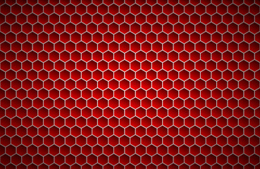 Red geometric polygons background, abstract red metallic hexagons background, simple vector illustration