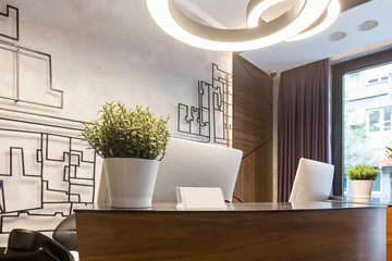 Interior of a modern luxury hotel reception