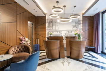 Interior of a modern luxury hotel reception