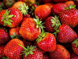 Bunch of ripe red strawberry