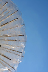 detail shot of fountain ball looks like a dandelion summer background, dandelion fountain azure sky...