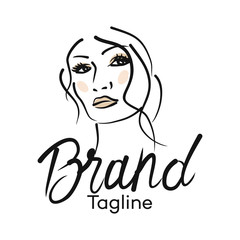 Modern beautiful woman logo. Vector illustration.