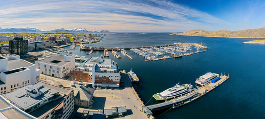 Aerial View Of Norwegian City Bodo , Norway. Panoramic Shot