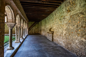 Obraz premium Cloister of the Saint Lizier Cathedral, Ariège department, Pyrenees, Occitanie, France