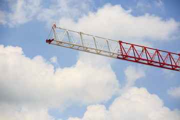Tower crane detail day view in blue sky