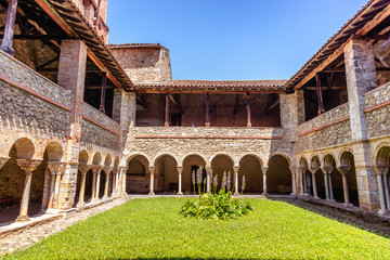 Cloister of the Saint Lizier Cathedral, Ariège department, Pyrenees, Occitanie, France