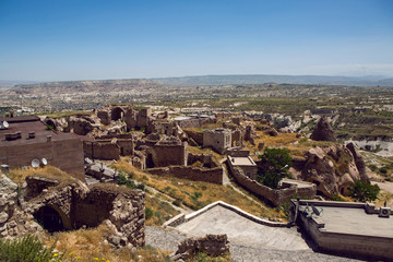 top view of the near territory with the road and mountains of the city