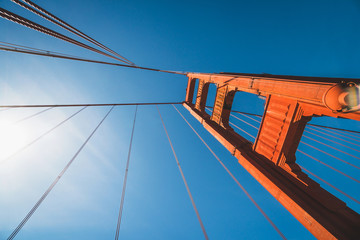 View of the beautiful famous Golden Gate Bridge in San Francisco, California