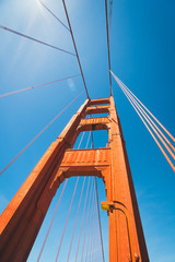 Naklejka premium View of the beautiful famous Golden Gate Bridge in San Francisco, California