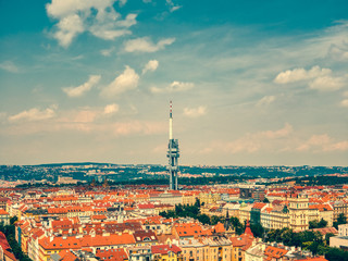 Obraz premium aerial view of Prague TV Tower in Zizkov