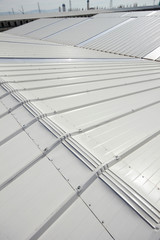 Metal roof of industrial warehouse