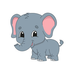 Obraz na płótnie Canvas Gray elephant. Cute character. Colorful vector illustration. Cartoon style. Isolated on white background. Design element. Template for your design, books, stickers, cards, posters, clothes.