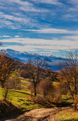 Fototapeta na wymiar Beautiful autumn landscape with amazing clouds, Armenia