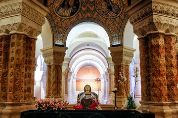Interior of the Church of Dormition Abbey on Mount Zion in Jerusalem, Israel. May 2013   Life-size...