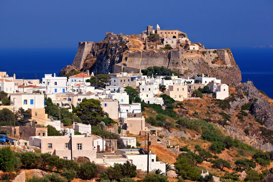 KYTHIRA ISLAND, GREECE. The Chora ("capital") of Kythira (or "Cythera") with its Venetian castle to the right on top of the hill. 