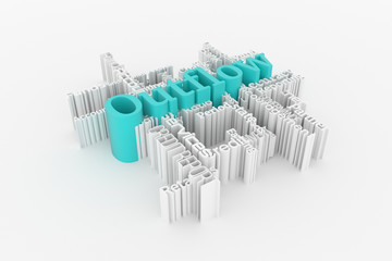 Outflow, finance keyword words cloud. For web page, graphic design, texture or background. 3D rendering.