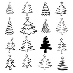 Hand sketch Set of Christmas tree. Vector illustration
