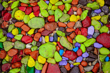 Bright background, multi-colored stones
