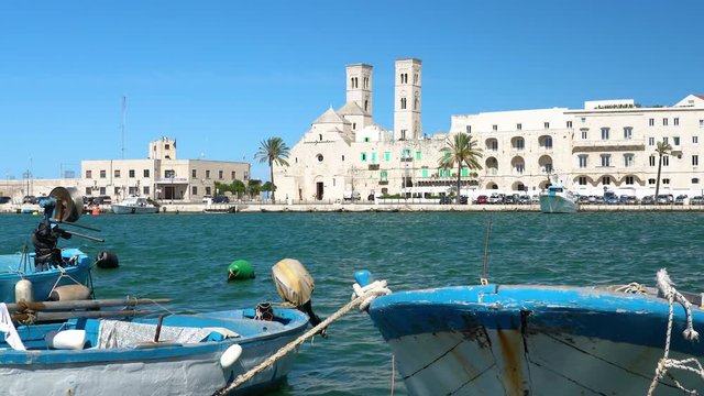 Molfetta waterfront with the Cathedral. Province of Bari, Apulia (Puglia), southern Italy.