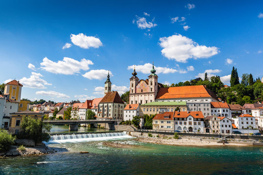 Steyr - a town in Austria. Steyr and Enns rivers.
